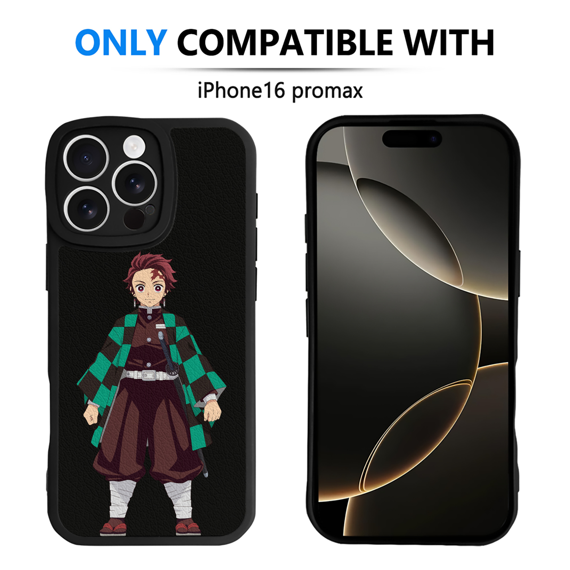 （画像用） 鬼滅の刃 竈門 炭治郎／かまど たんじろう Kamado Tanjirou 【iPhone 16シリーズ対応】シリコンスマホケース（レザー調） 材質：シリコン